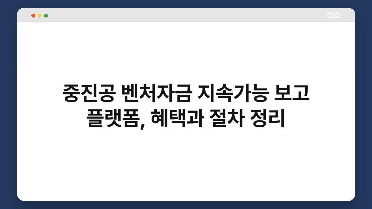 중진공 벤처자금 지속가능 보고 플랫폼, 혜택과 절차 정리 1