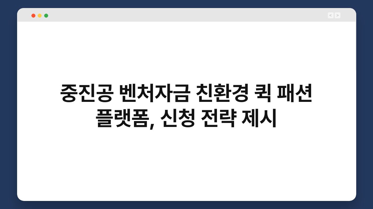 중진공 벤처자금 친환경 퀵 패션 플랫폼, 신청 전략 제시 1