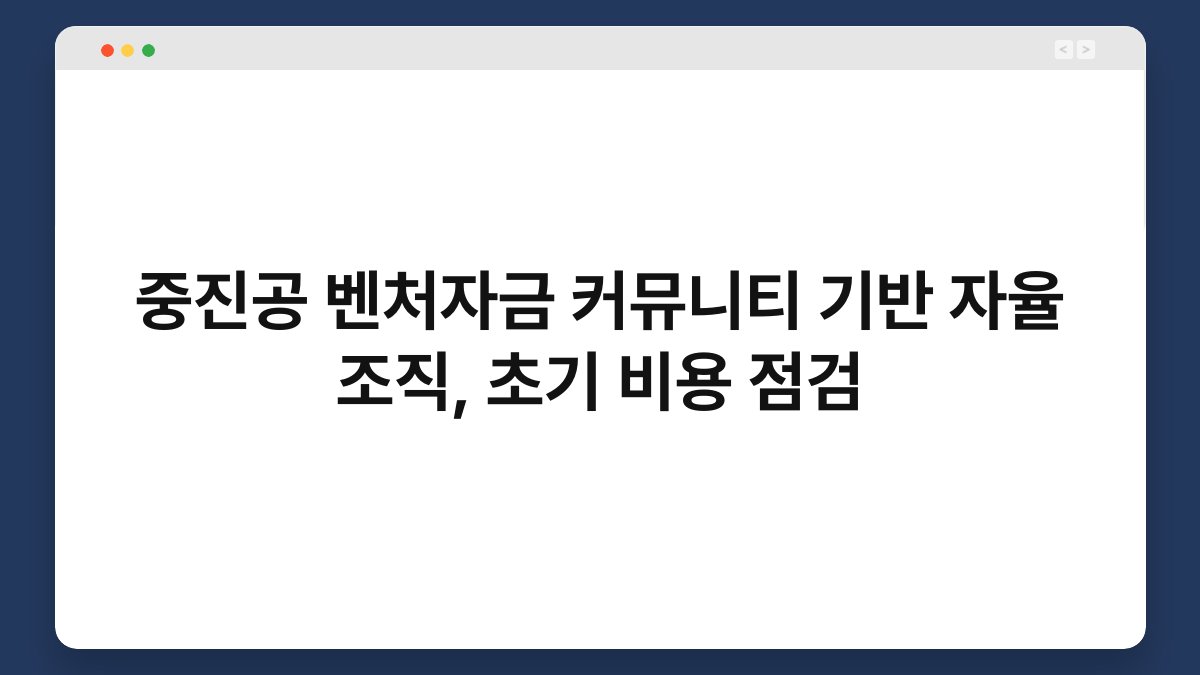 중진공 벤처자금 커뮤니티 기반 자율 조직, 초기 비용 점검 1