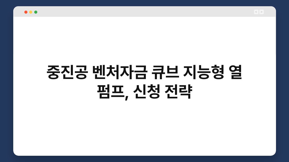 중진공 벤처자금 큐브 지능형 열 펌프, 신청 전략 1
