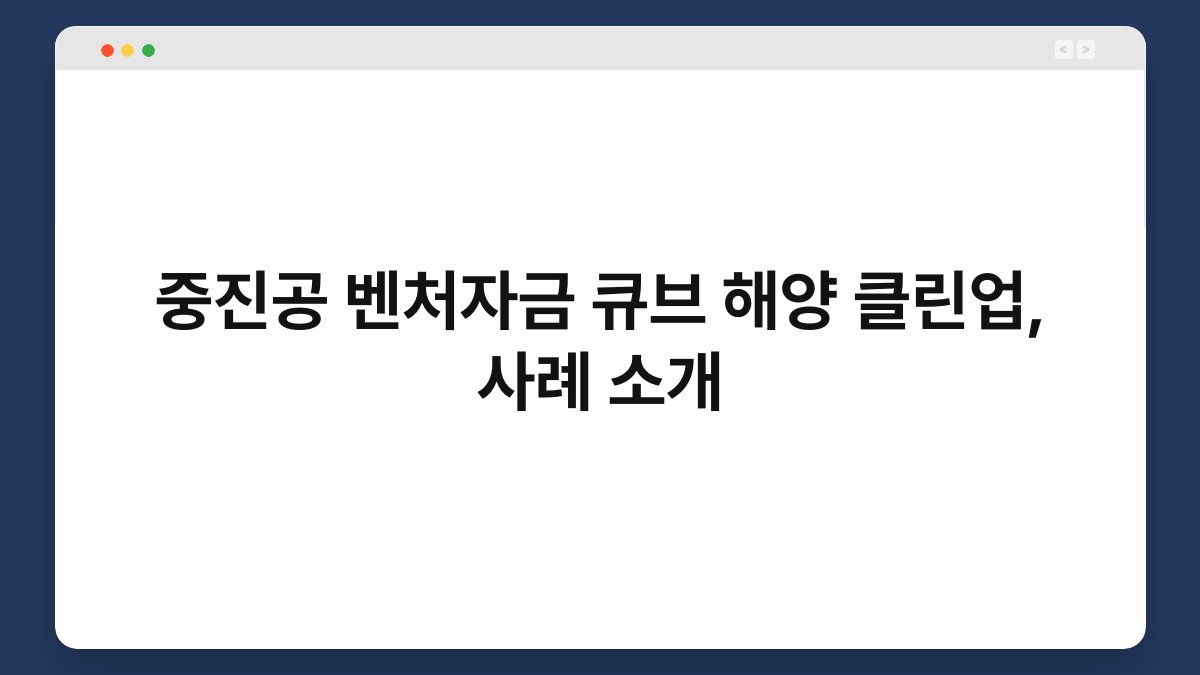 중진공 벤처자금 큐브 해양 클린업, 사례 소개 1