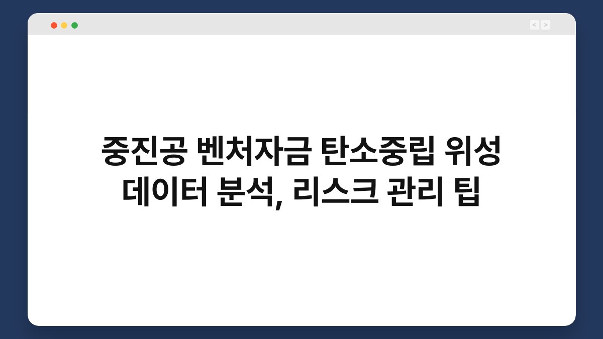 중진공 벤처자금 탄소중립 위성 데이터 분석, 리스크 관리 팁 1