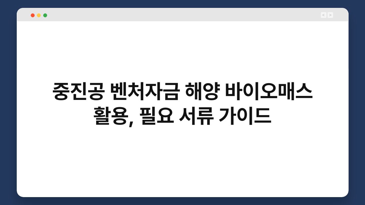 중진공 벤처자금 해양 바이오매스 활용, 필요 서류 가이드 1