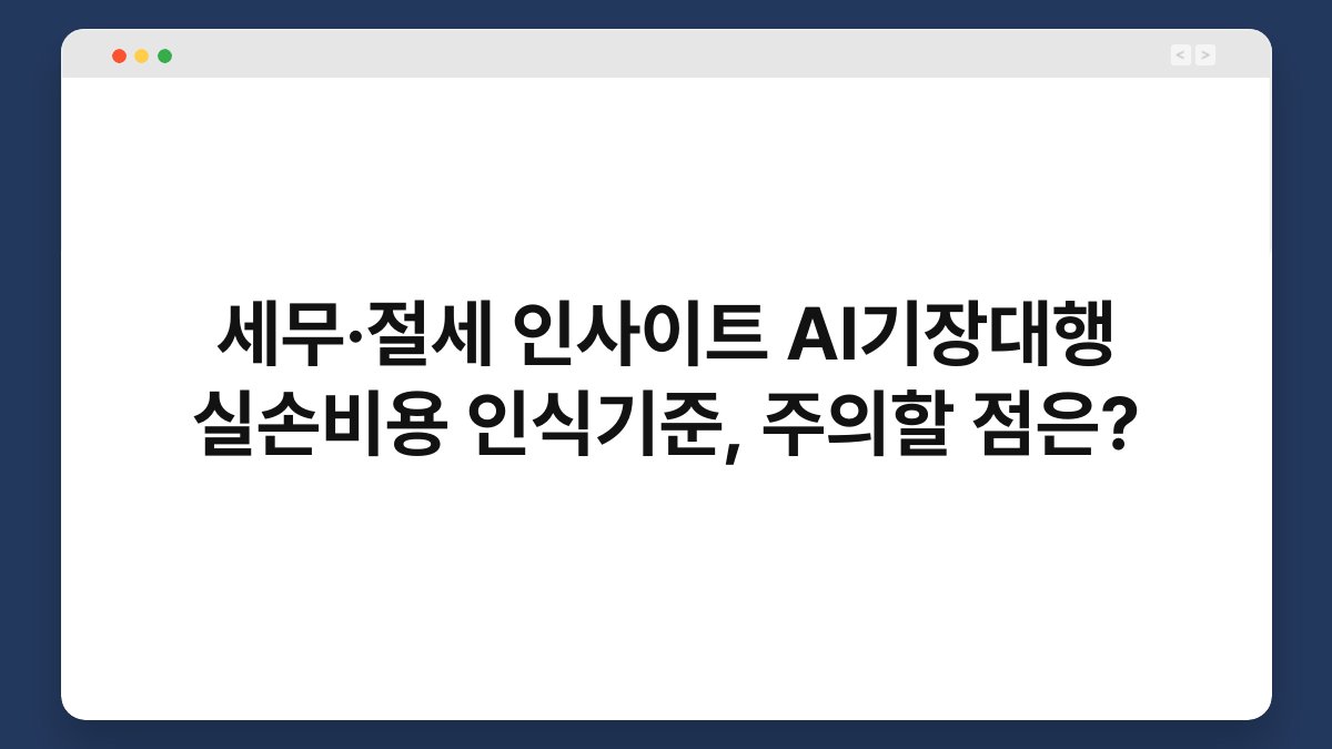 세무·절세 인사이트 AI기장대행 실손비용 인식기준, 주의할 점은? 1