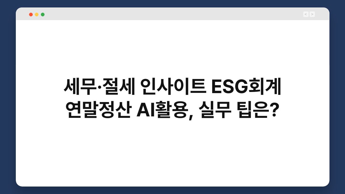 세무·절세 인사이트 ESG회계 연말정산 AI활용, 실무 팁은? 1