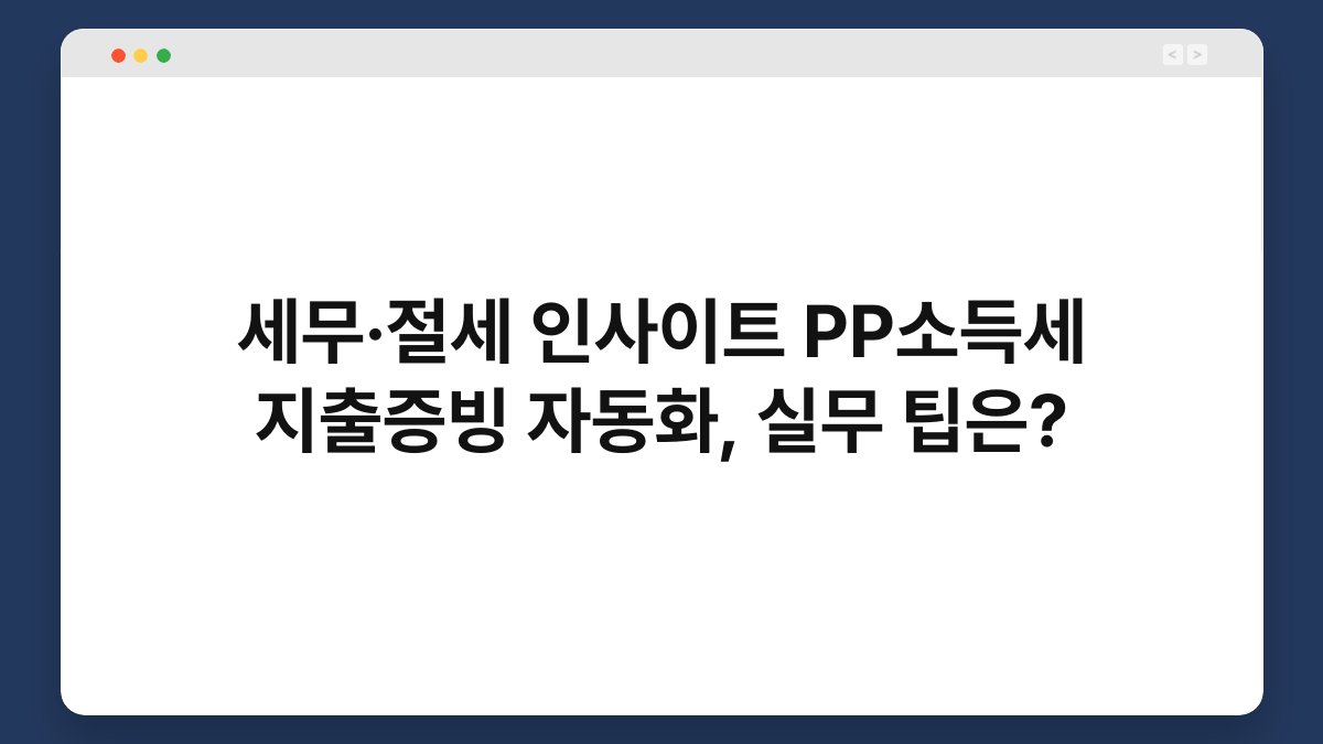 세무·절세 인사이트 PP소득세 지출증빙 자동화, 실무 팁은? 1