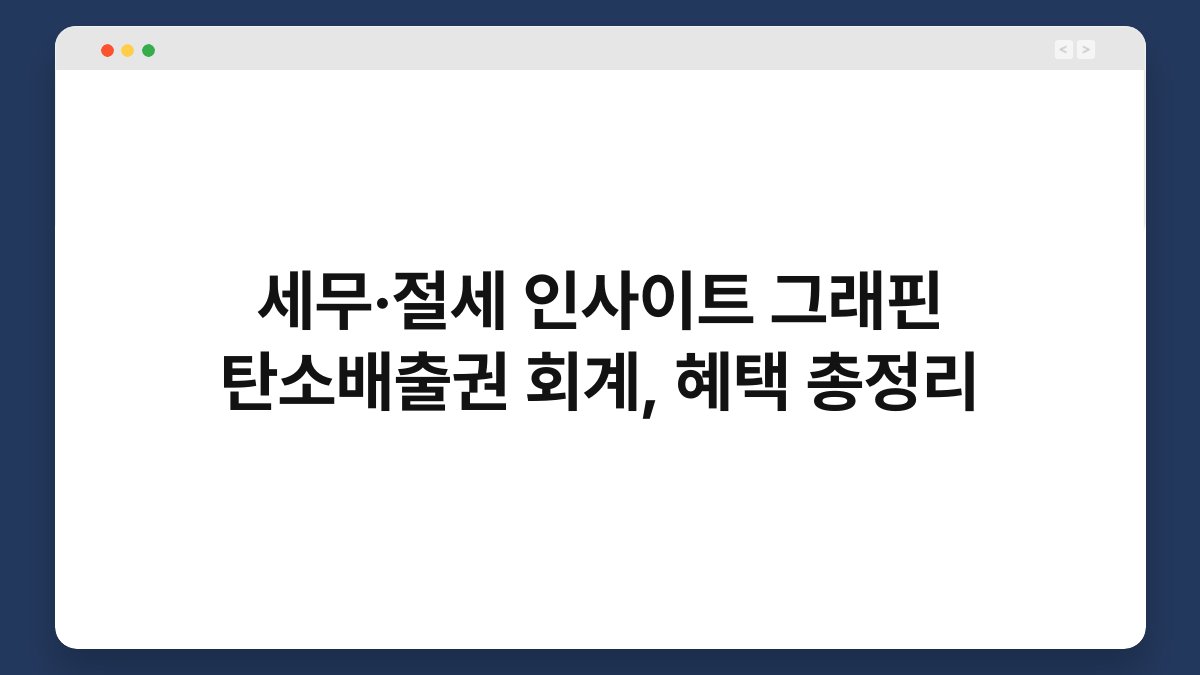 세무·절세 인사이트 그래핀 탄소배출권 회계, 혜택 총정리 1