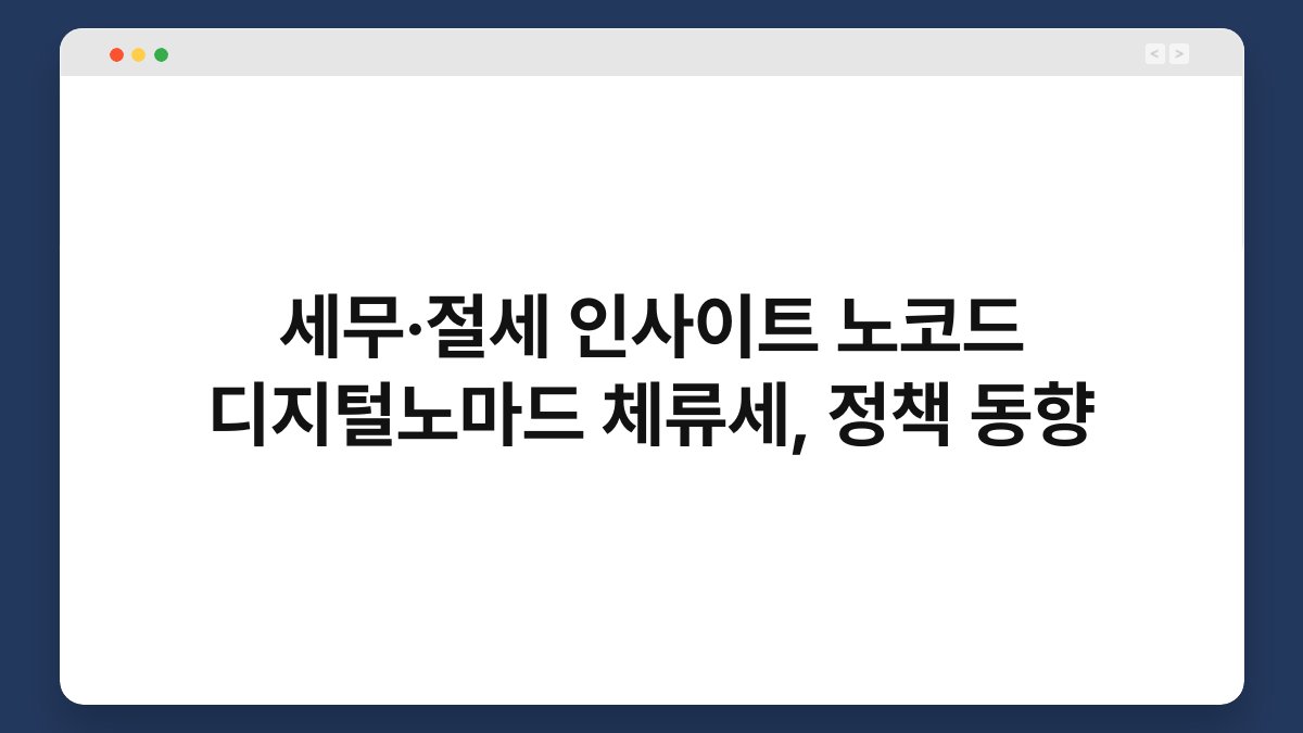 세무·절세 인사이트 노코드 디지털노마드 체류세, 정책 동향 1