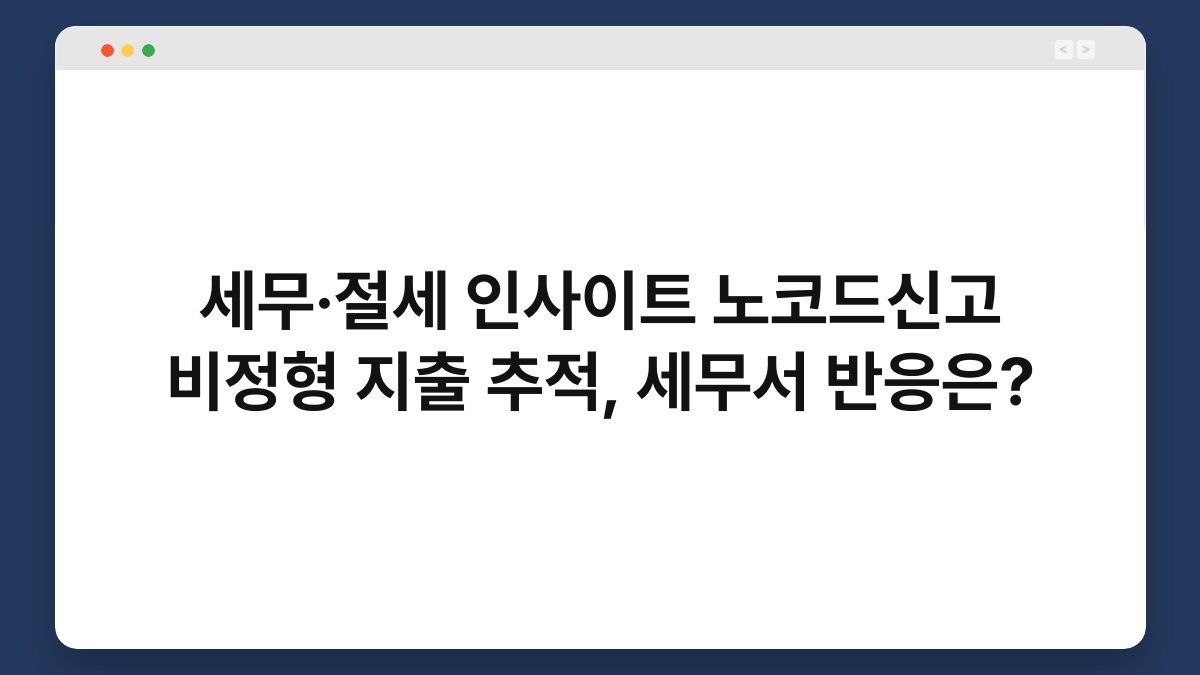 세무·절세 인사이트 노코드신고 비정형 지출 추적, 세무서 반응은? 1