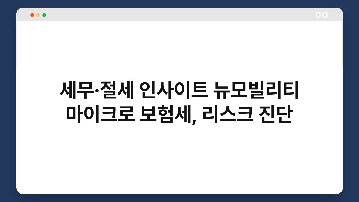 세무·절세 인사이트 뉴모빌리티 마이크로 보험세, 리스크 진단 1