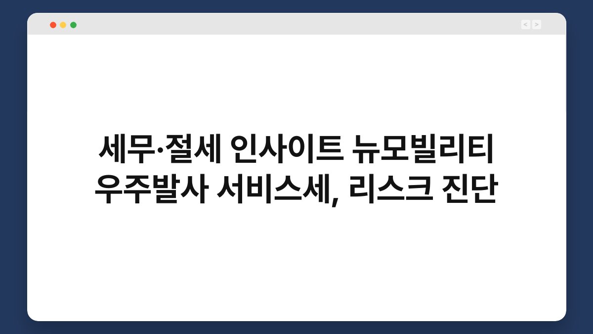 세무·절세 인사이트 뉴모빌리티 우주발사 서비스세, 리스크 진단 1