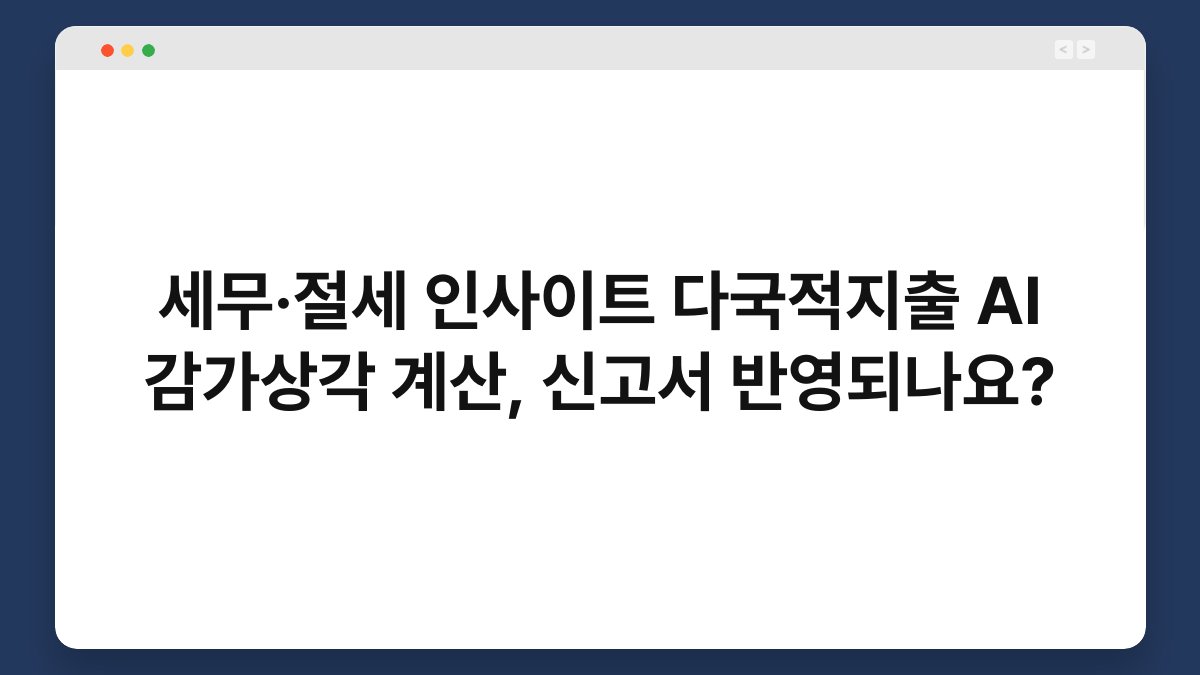 세무·절세 인사이트 다국적지출 AI 감가상각 계산, 신고서 반영되나요? 1