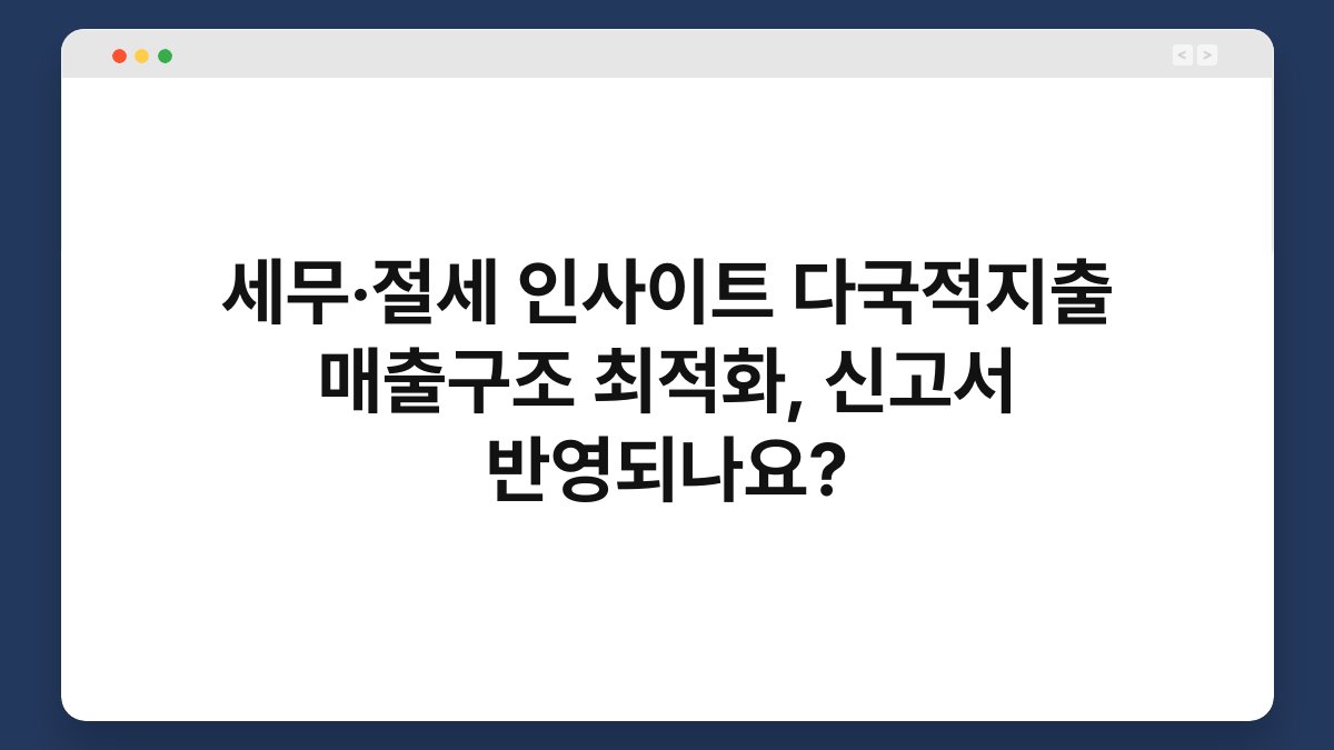 세무·절세 인사이트 다국적지출 매출구조 최적화, 신고서 반영되나요? 1
