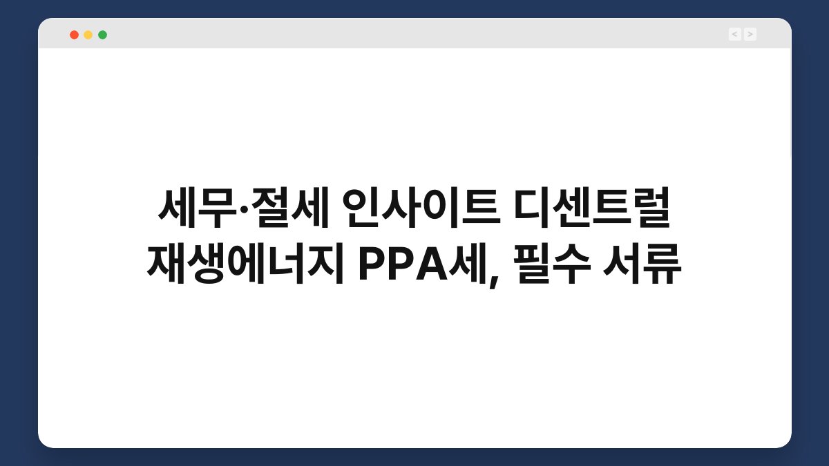 세무·절세 인사이트 디센트럴 재생에너지 PPA세, 필수 서류 1