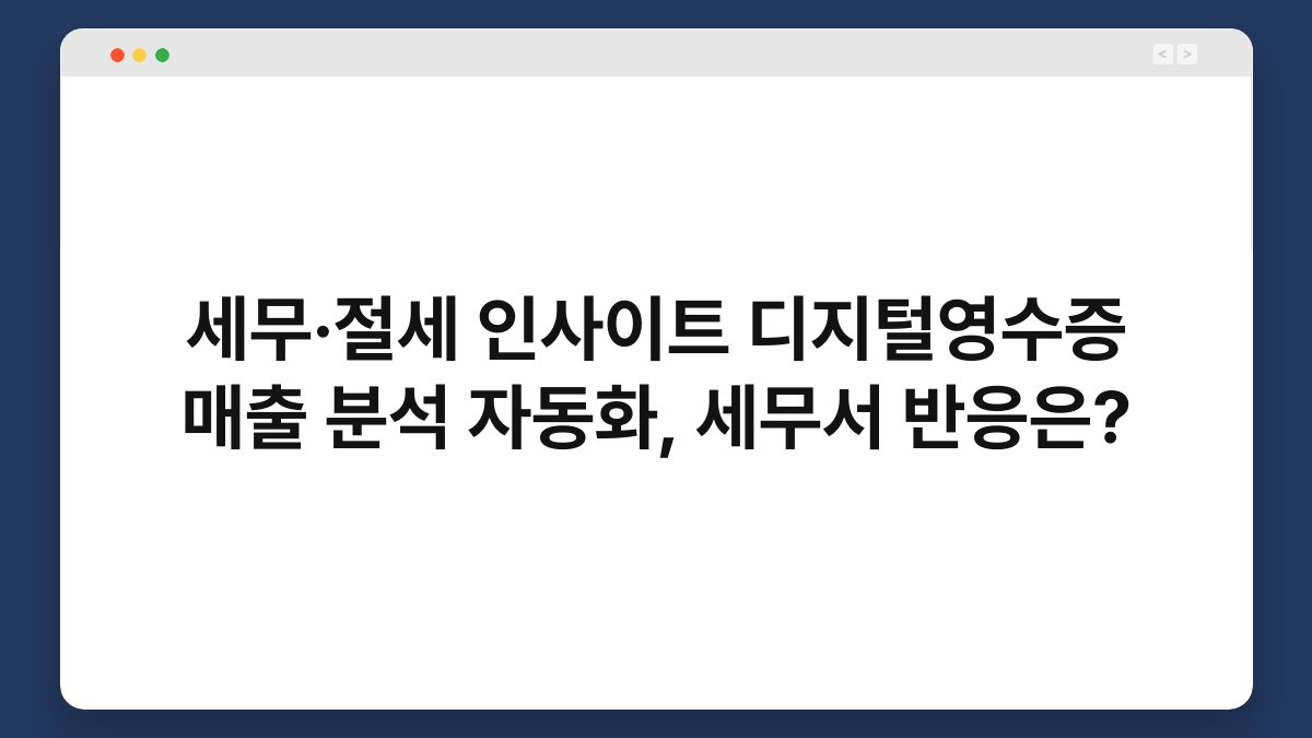 세무·절세 인사이트 디지털영수증 매출 분석 자동화, 세무서 반응은? 1