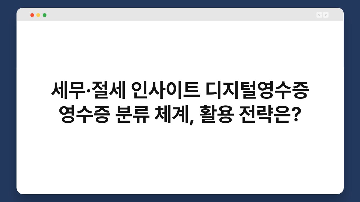 세무·절세 인사이트 디지털영수증 영수증 분류 체계, 활용 전략은? 1