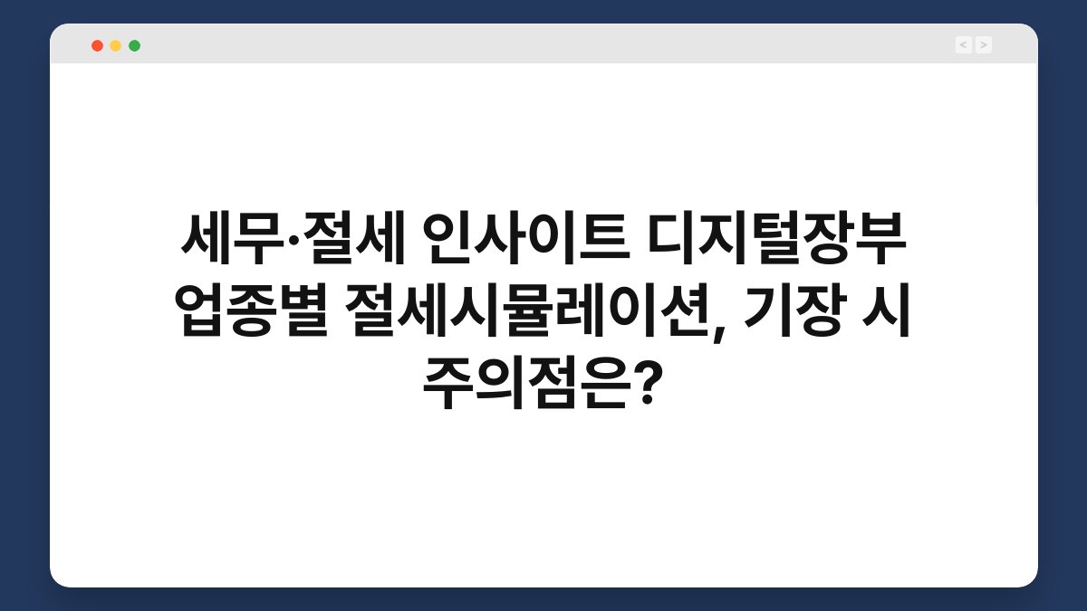 세무·절세 인사이트 디지털장부 업종별 절세시뮬레이션, 기장 시 주의점은? 1