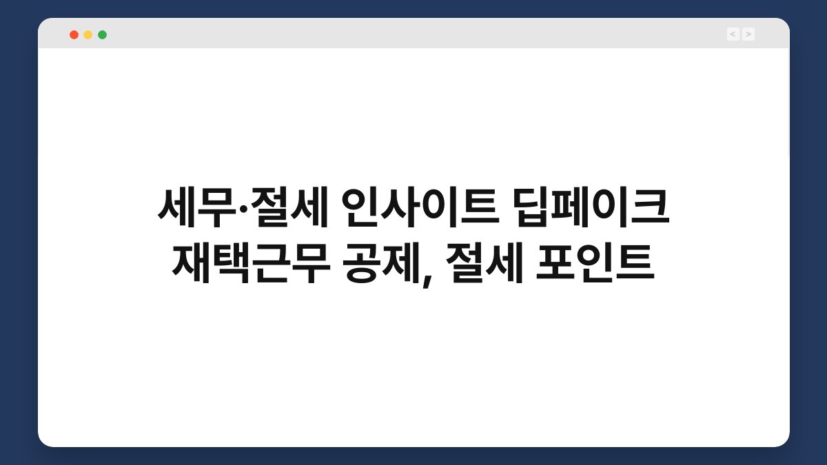 세무·절세 인사이트 딥페이크 재택근무 공제, 절세 포인트 1