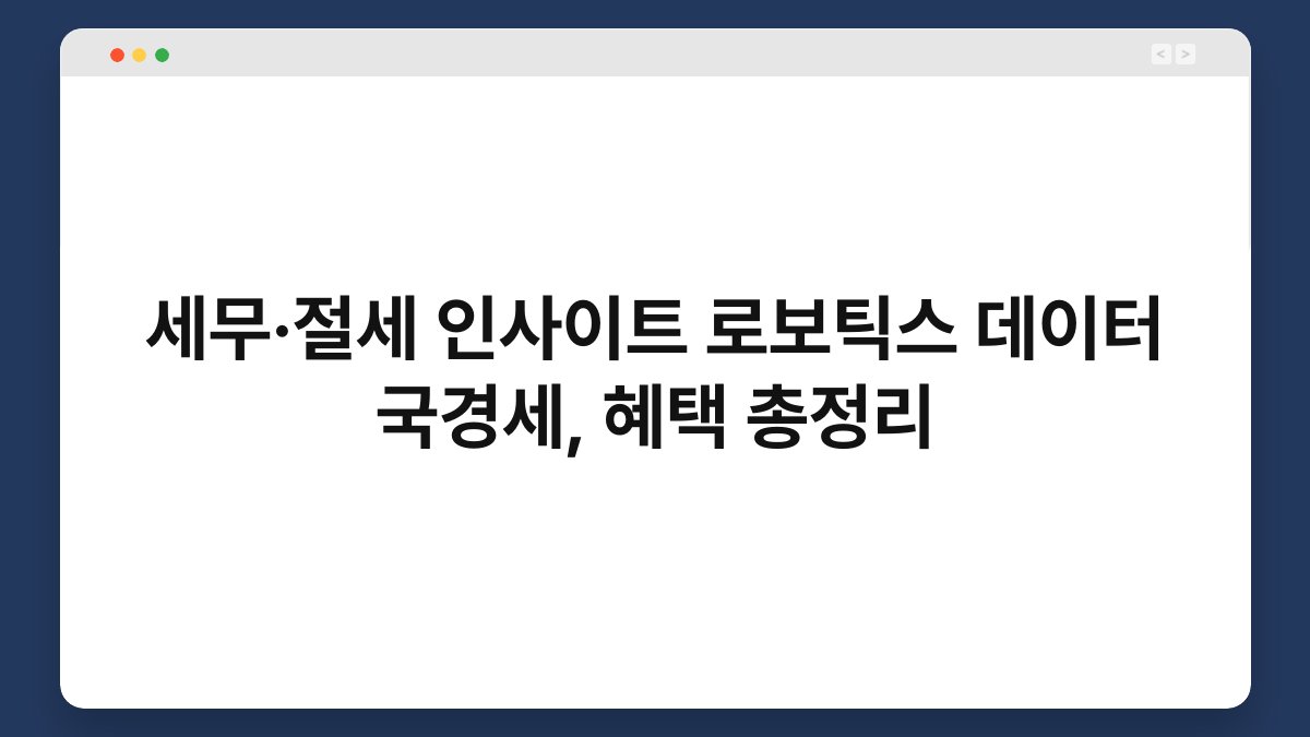 세무·절세 인사이트 로보틱스 데이터 국경세, 혜택 총정리 1