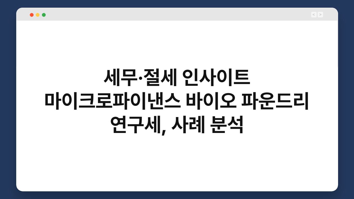 세무·절세 인사이트 마이크로파이낸스 바이오 파운드리 연구세, 사례 분석 1