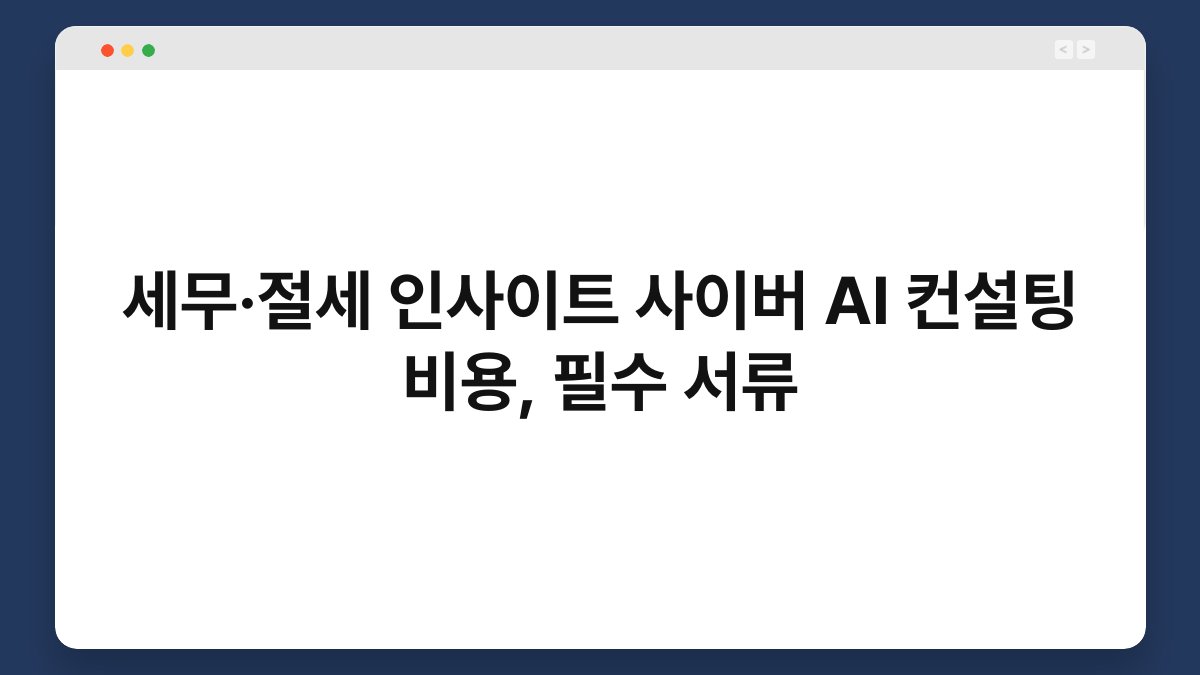 세무·절세 인사이트 사이버 AI 컨설팅 비용, 필수 서류 1