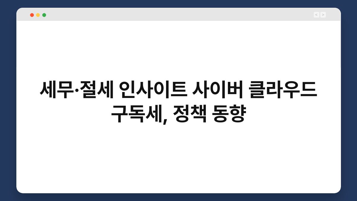 세무·절세 인사이트 사이버 클라우드 구독세, 정책 동향 1