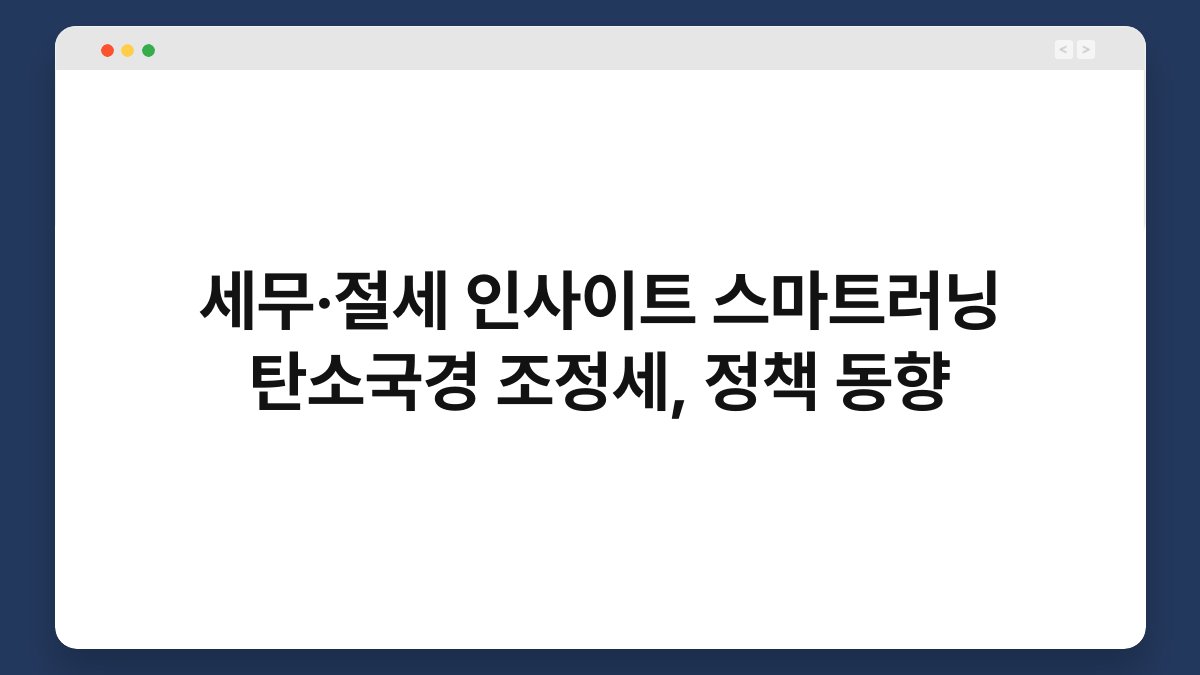 세무·절세 인사이트 스마트러닝 탄소국경 조정세, 정책 동향 1