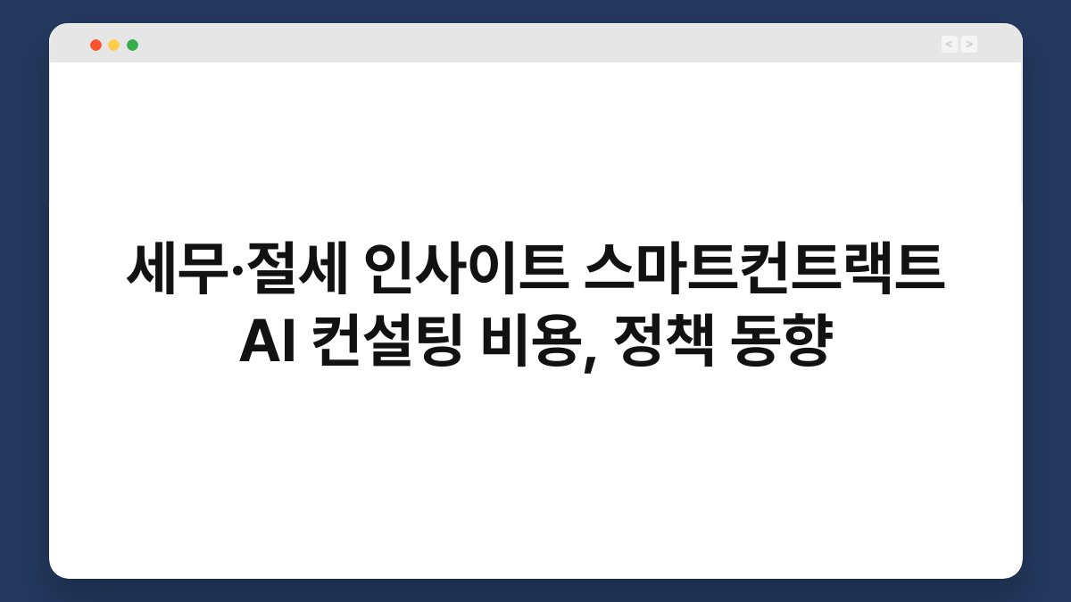 세무·절세 인사이트 스마트컨트랙트 AI 컨설팅 비용, 정책 동향 1
