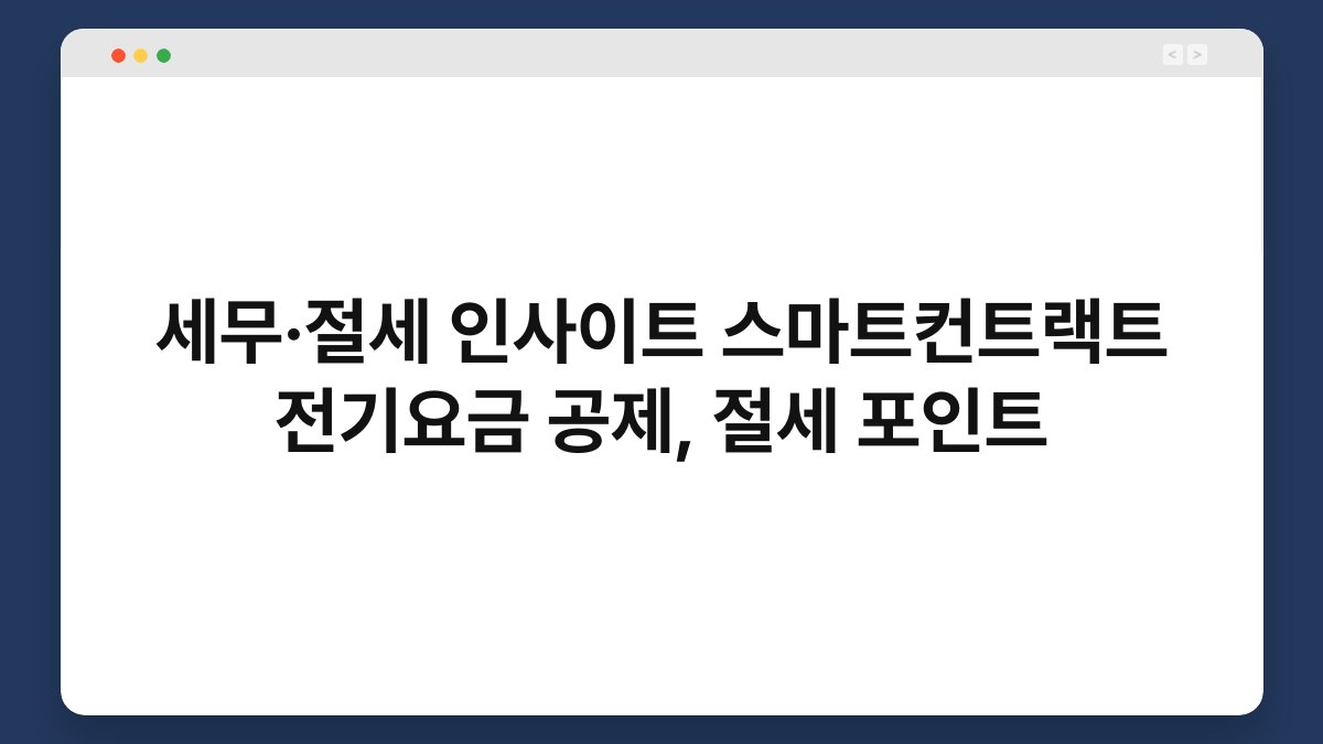 세무·절세 인사이트 스마트컨트랙트 전기요금 공제, 절세 포인트 1
