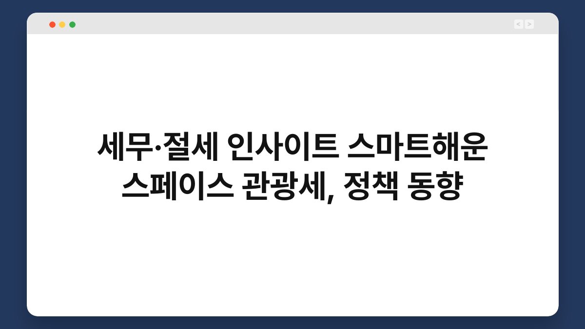 세무·절세 인사이트 스마트해운 스페이스 관광세, 정책 동향 1