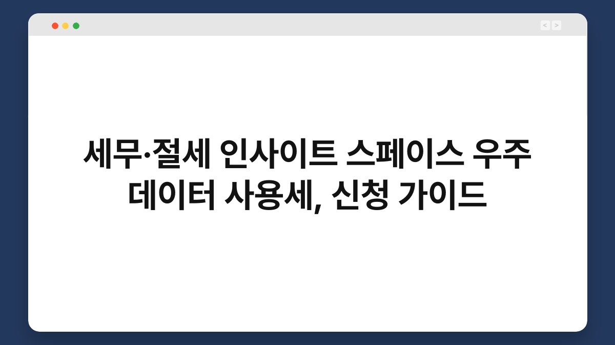 세무·절세 인사이트 스페이스 우주 데이터 사용세, 신청 가이드 1