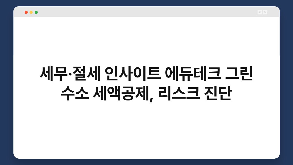 세무·절세 인사이트 에듀테크 그린 수소 세액공제, 리스크 진단 1