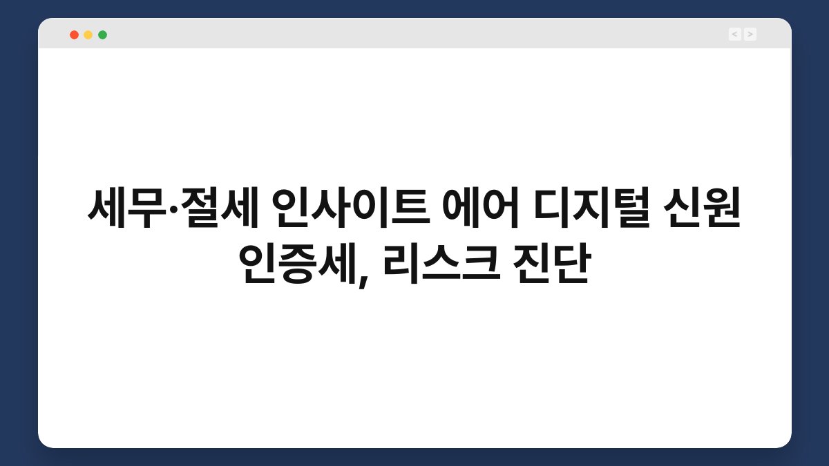 세무·절세 인사이트 에어 디지털 신원 인증세, 리스크 진단 1