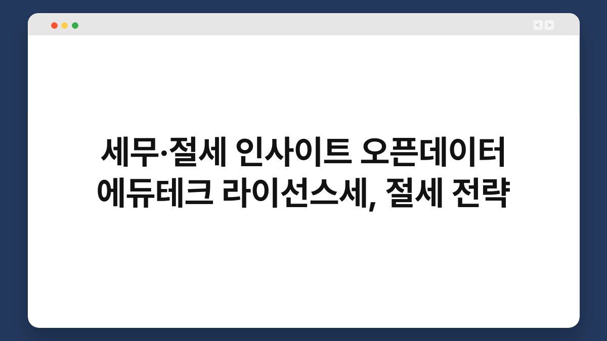 세무·절세 인사이트 오픈데이터 에듀테크 라이선스세, 절세 전략 1