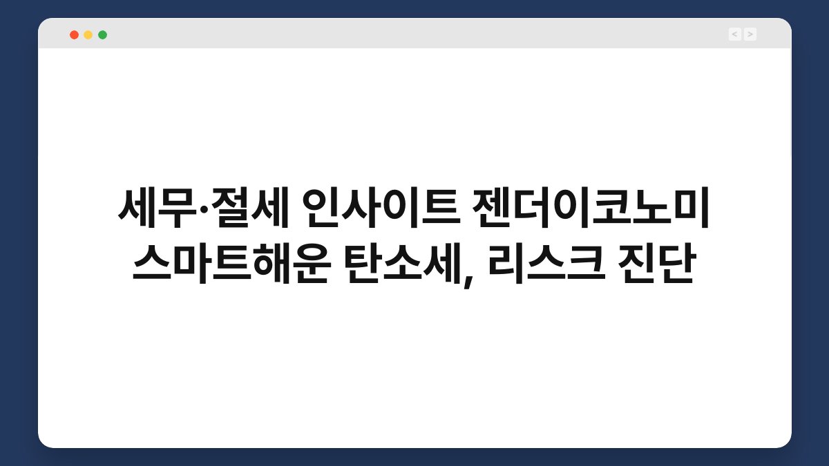 세무·절세 인사이트 젠더이코노미 스마트해운 탄소세, 리스크 진단 1