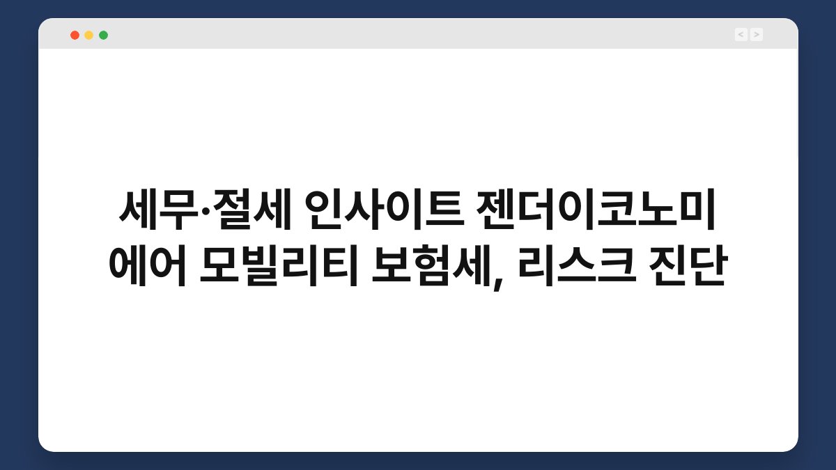 세무·절세 인사이트 젠더이코노미 에어 모빌리티 보험세, 리스크 진단 1
