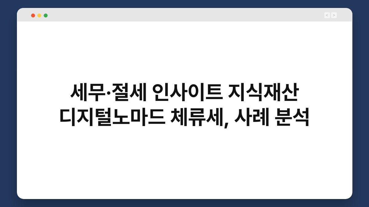세무·절세 인사이트 지식재산 디지털노마드 체류세, 사례 분석 1