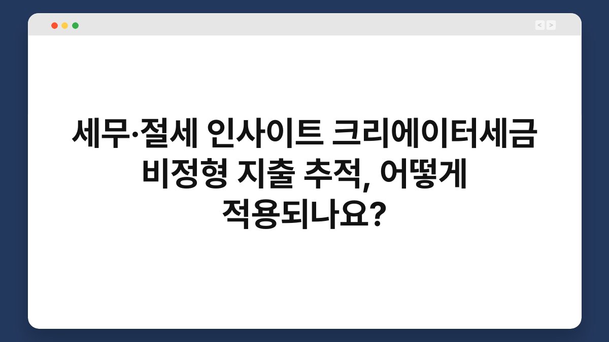 세무·절세 인사이트 크리에이터세금 비정형 지출 추적, 어떻게 적용되나요? 1