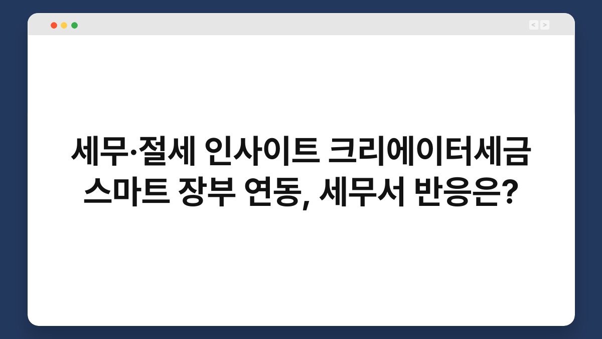 세무·절세 인사이트 크리에이터세금 스마트 장부 연동, 세무서 반응은? 1
