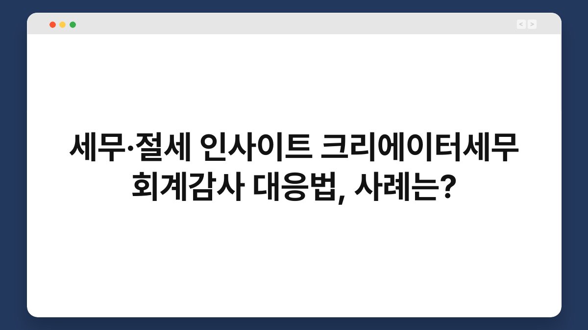 세무·절세 인사이트 크리에이터세무 회계감사 대응법, 사례는? 1