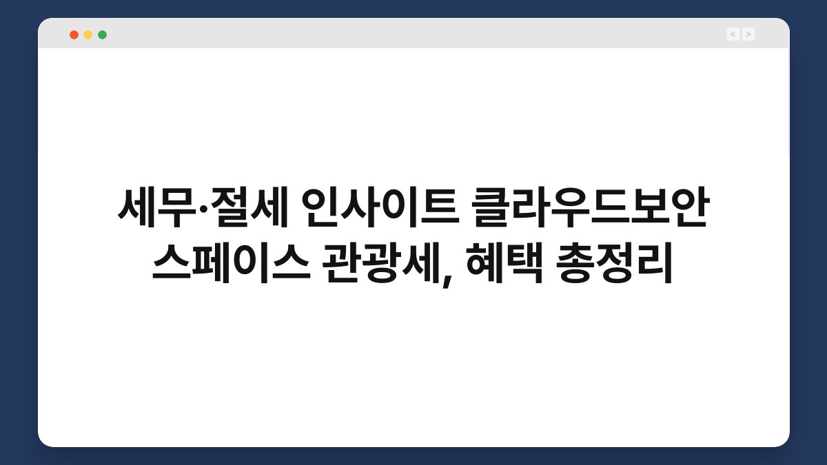 세무·절세 인사이트 클라우드보안 스페이스 관광세, 혜택 총정리 1