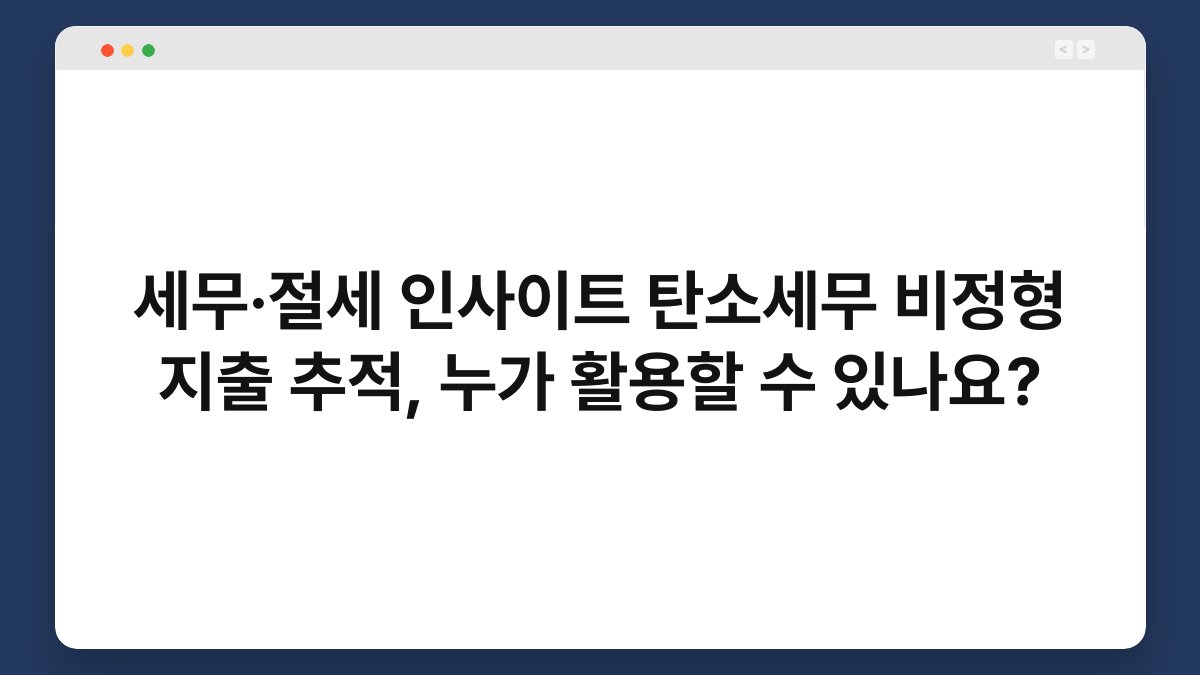 세무·절세 인사이트 탄소세무 비정형 지출 추적, 누가 활용할 수 있나요? 1