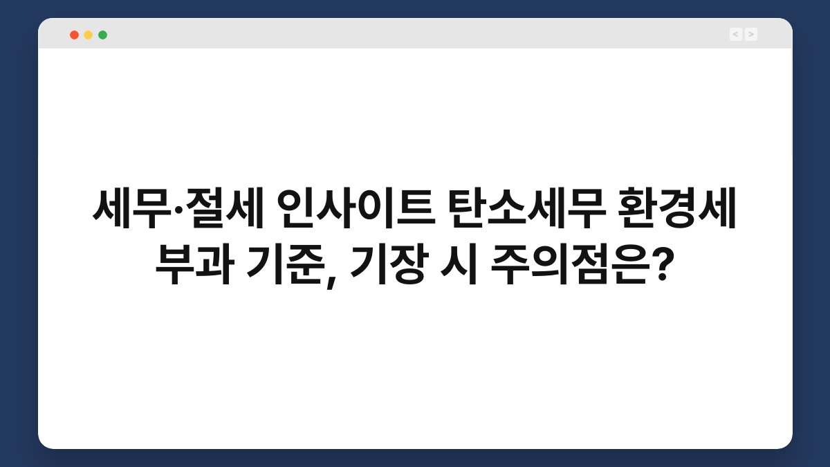 세무·절세 인사이트 탄소세무 환경세 부과 기준, 기장 시 주의점은? 1