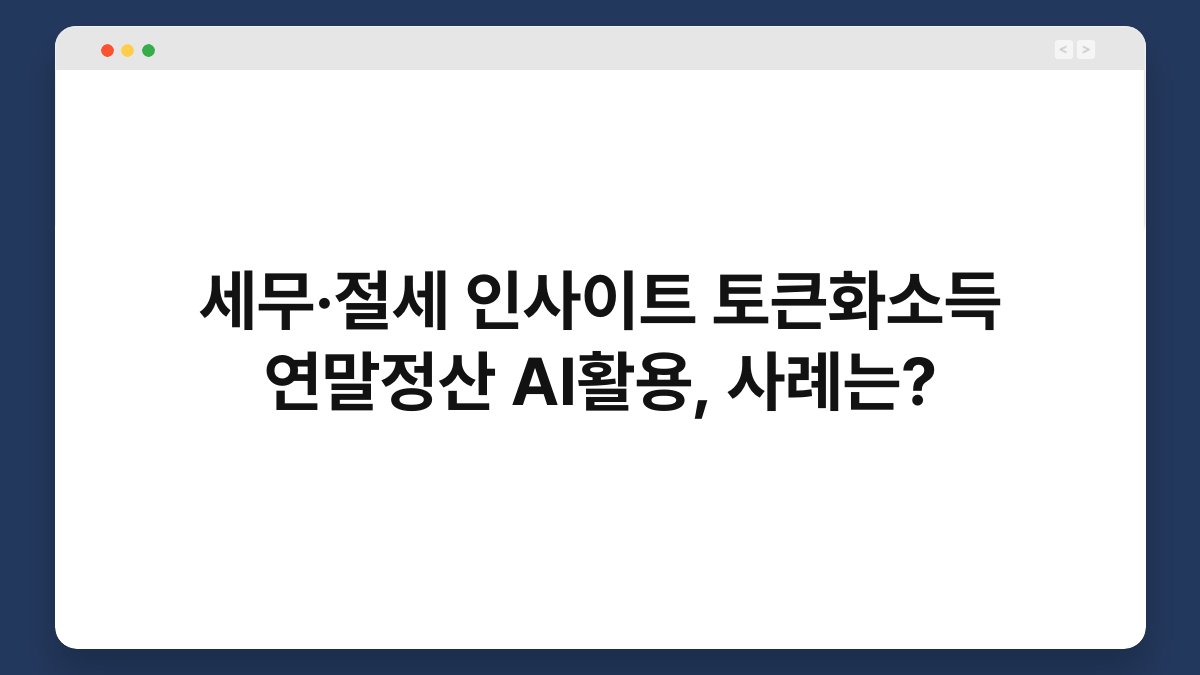 세무·절세 인사이트 토큰화소득 연말정산 AI활용, 사례는? 1