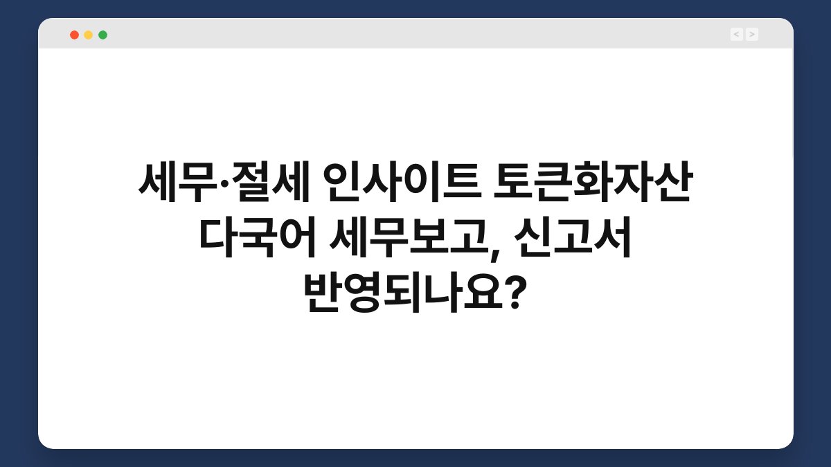세무·절세 인사이트 토큰화자산 다국어 세무보고, 신고서 반영되나요? 1