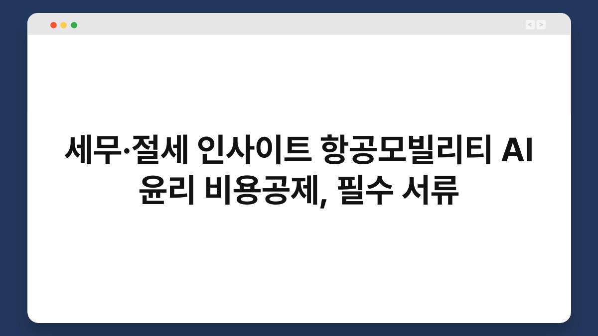 세무·절세 인사이트 항공모빌리티 AI 윤리 비용공제, 필수 서류 1