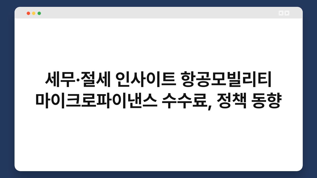 세무·절세 인사이트 항공모빌리티 마이크로파이낸스 수수료, 정책 동향 1