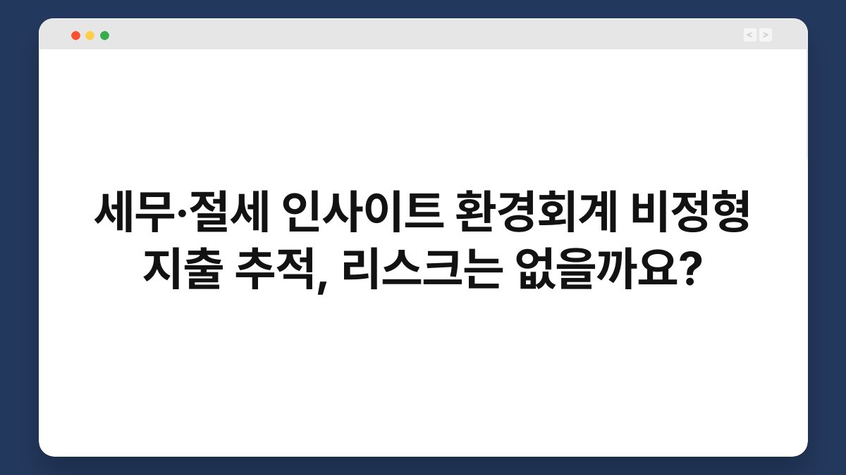 세무·절세 인사이트 환경회계 비정형 지출 추적, 리스크는 없을까요? 1