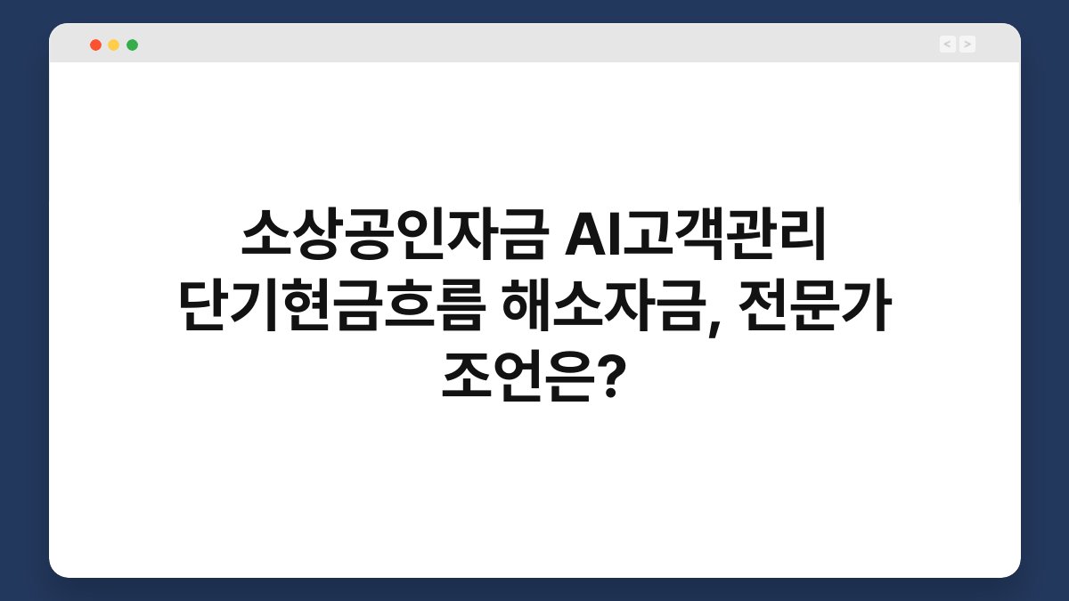 소상공인자금 AI고객관리 단기현금흐름 해소자금, 전문가 조언은? 1