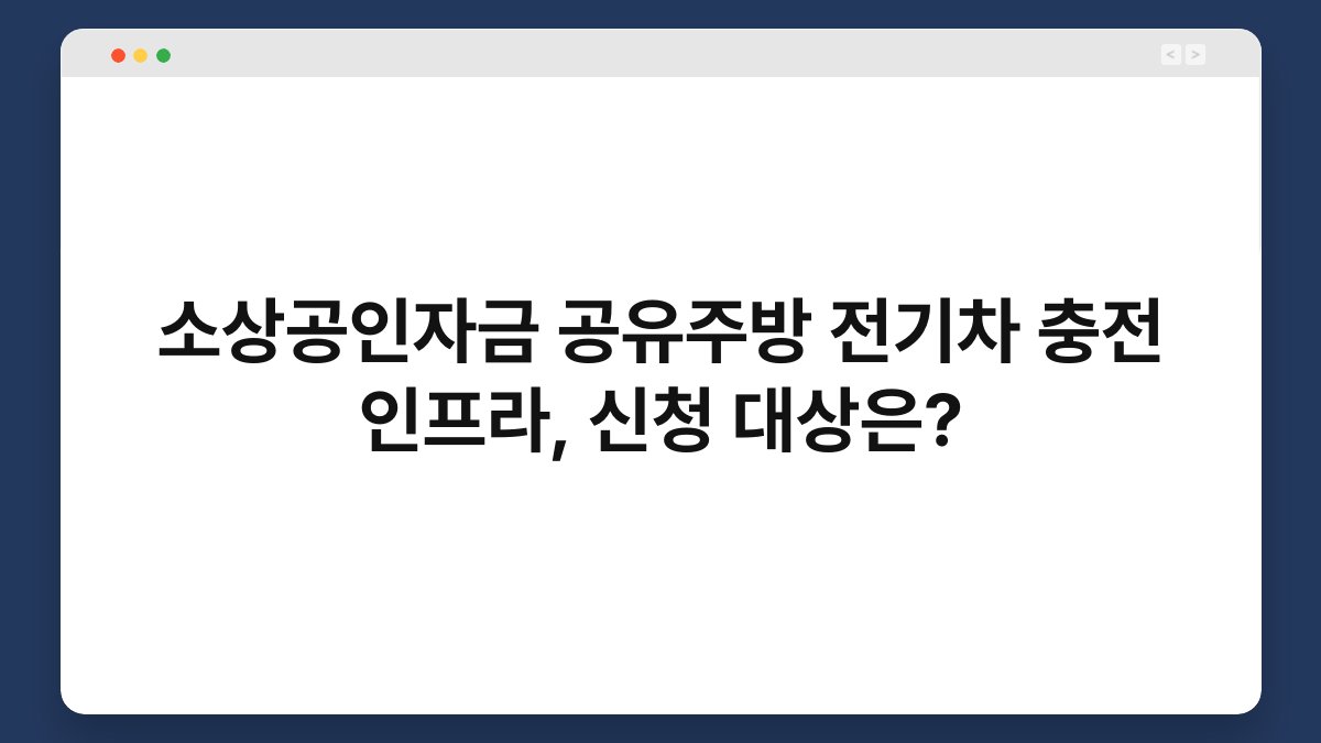 소상공인자금 공유주방 전기차 충전 인프라, 신청 대상은? 1